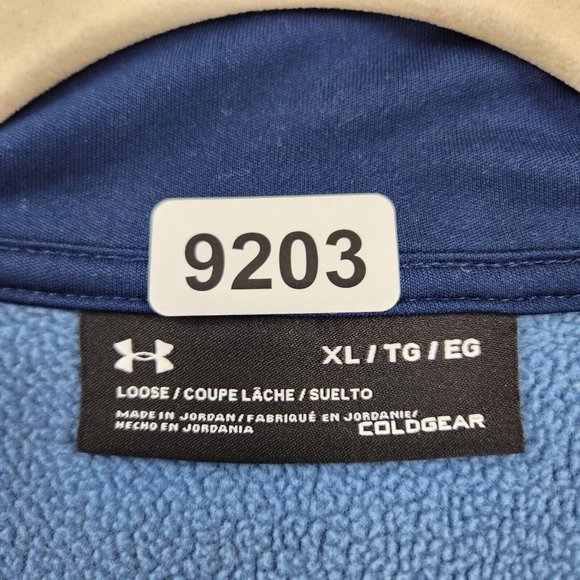 Under Armour Sweater Men Extra Large Blue Heathered Loose Fit Cold Gear Pullover - Picture 6 of 9